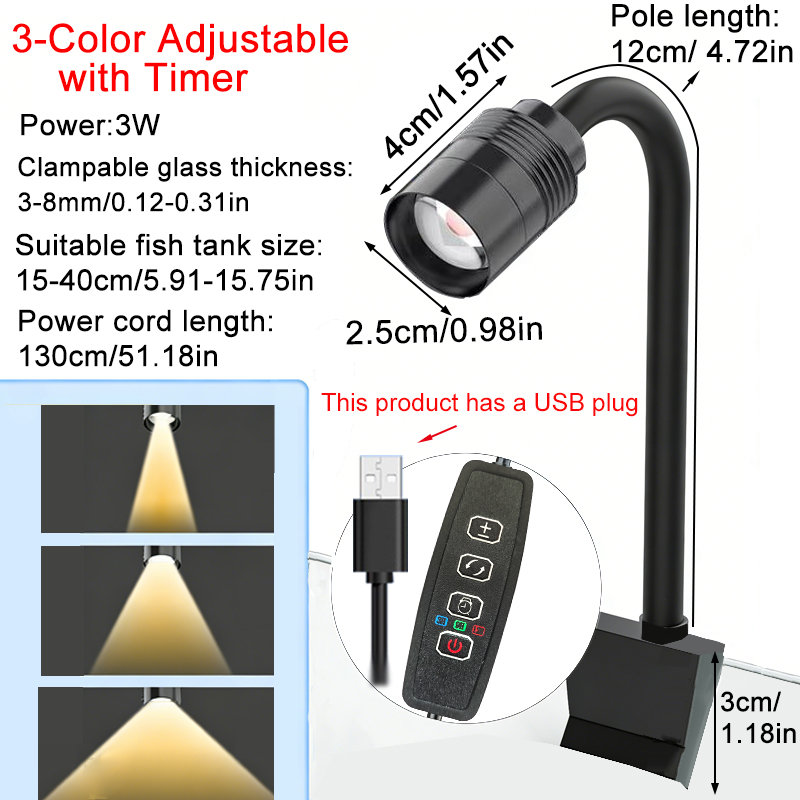 Lámpara LED USB de 3W para Acu - Aquarium Marine Lights reseña y precio