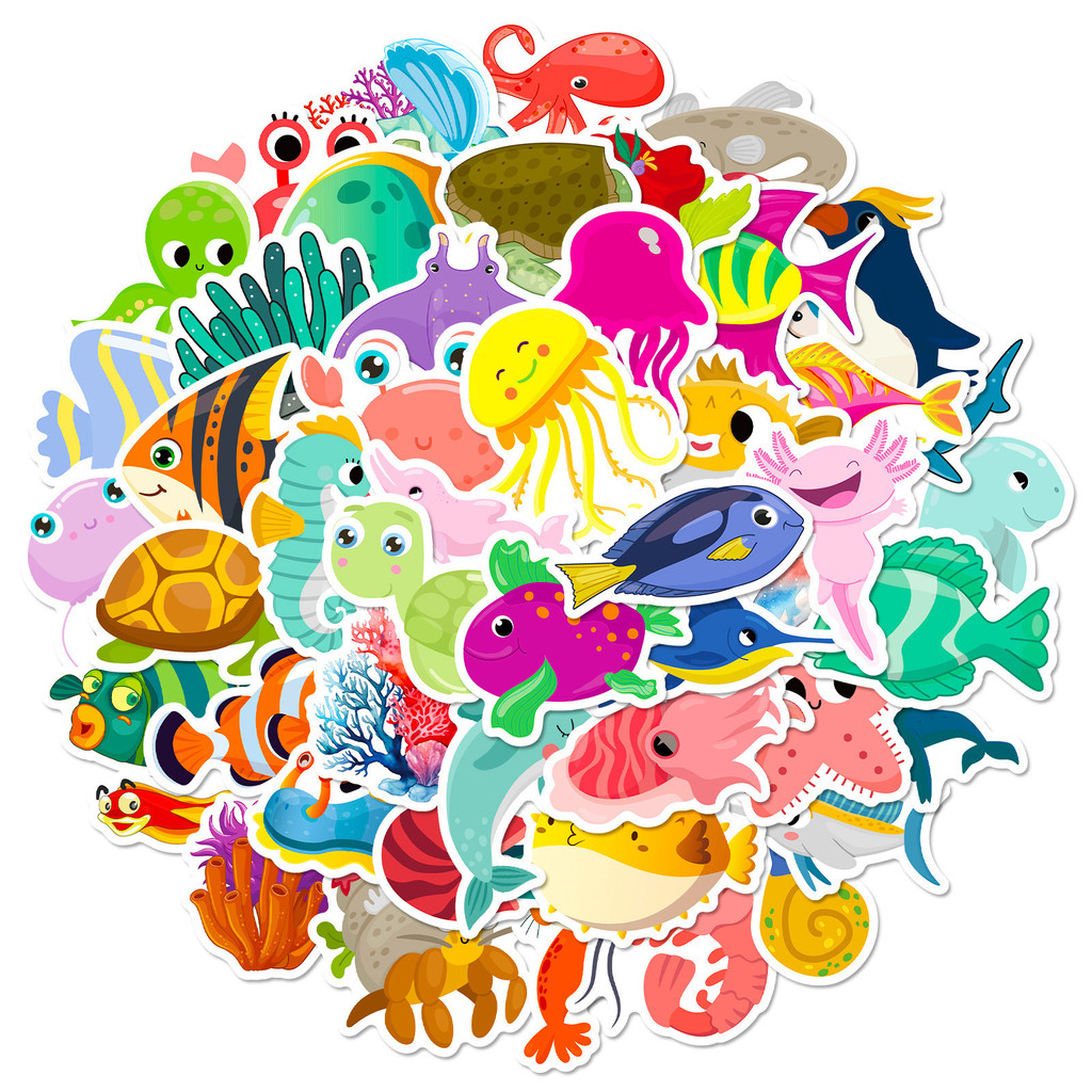50 pegatinas de vida marina -  - Marine Aquarium reseña y precio