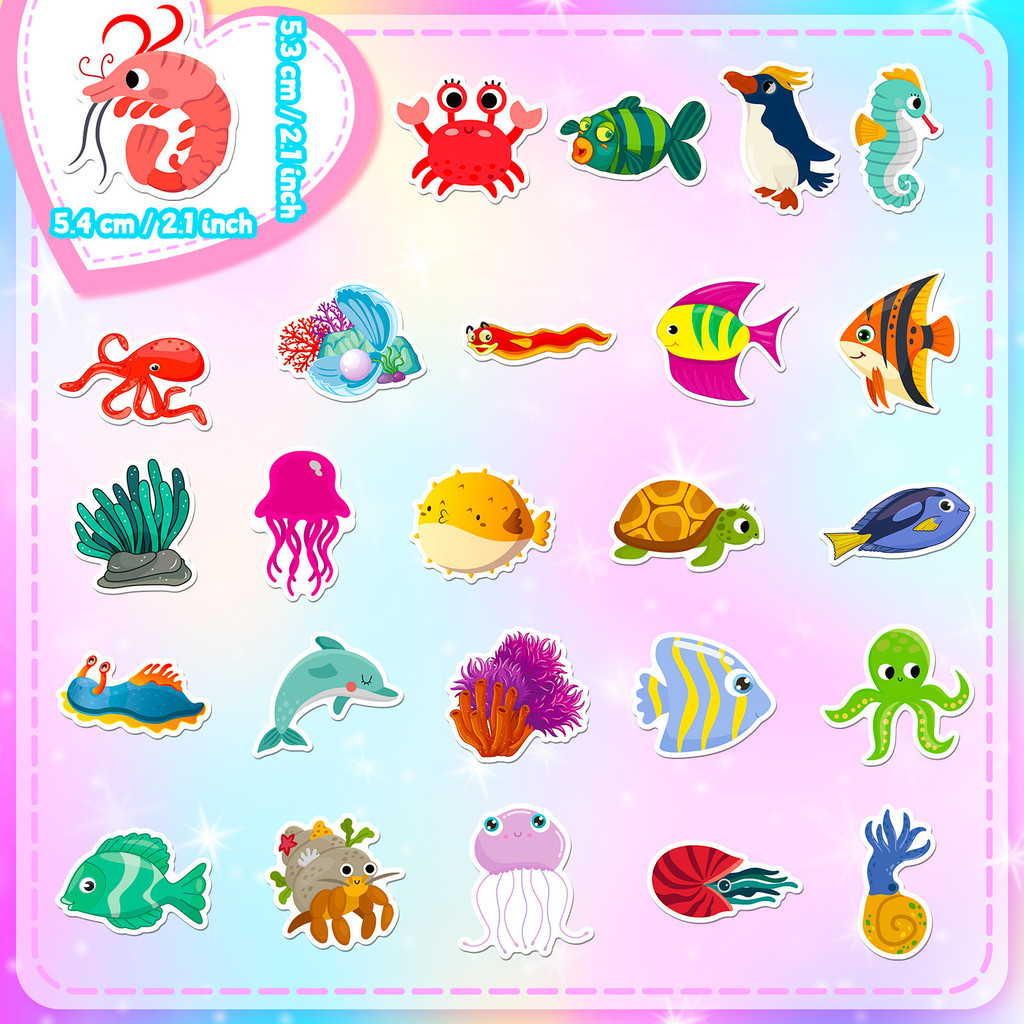 50 pegatinas de vida marina -  - Marine Aquarium reseña y precio